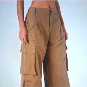 Halara Size S brown High Waisted Multiple Pockets Wide Leg Casual Cargo Pants